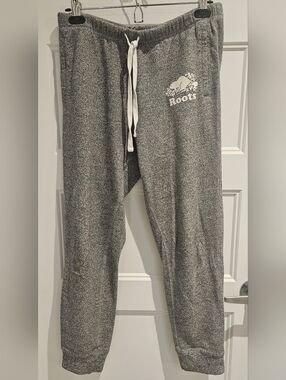 Roots Gray Drawstring Joggers with Logo